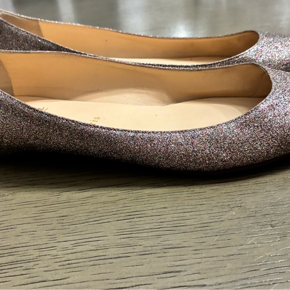 Christian Louboutin Glitter Pointed Ballet Flats in Rose Multi - Picture 4 of 11